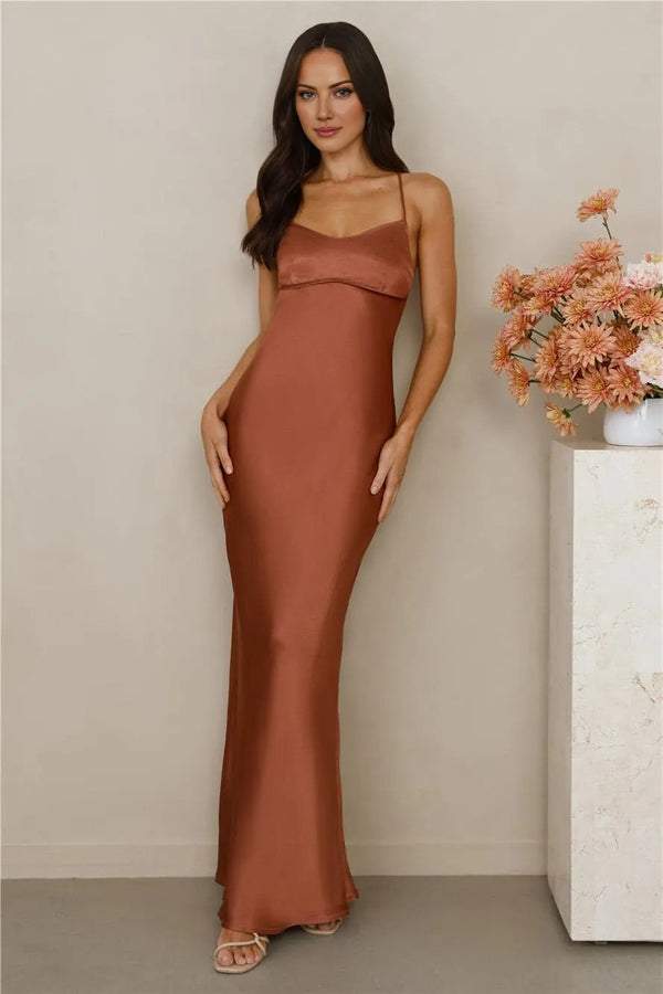 The Samara Satin Maxi Dress Copper