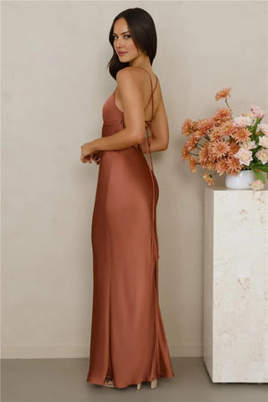 The Samara Satin Maxi Dress Copper