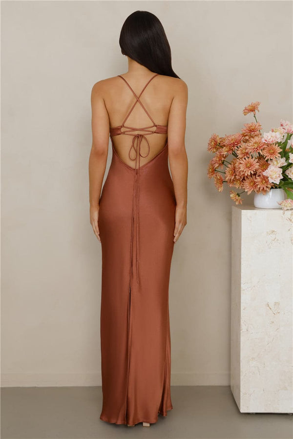 The Samara Satin Maxi Dress Copper