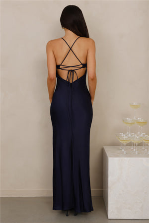 The Samara Satin Maxi Dress Navy