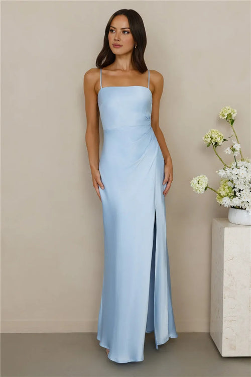 The Violetta Satin Maxi Dress Blue