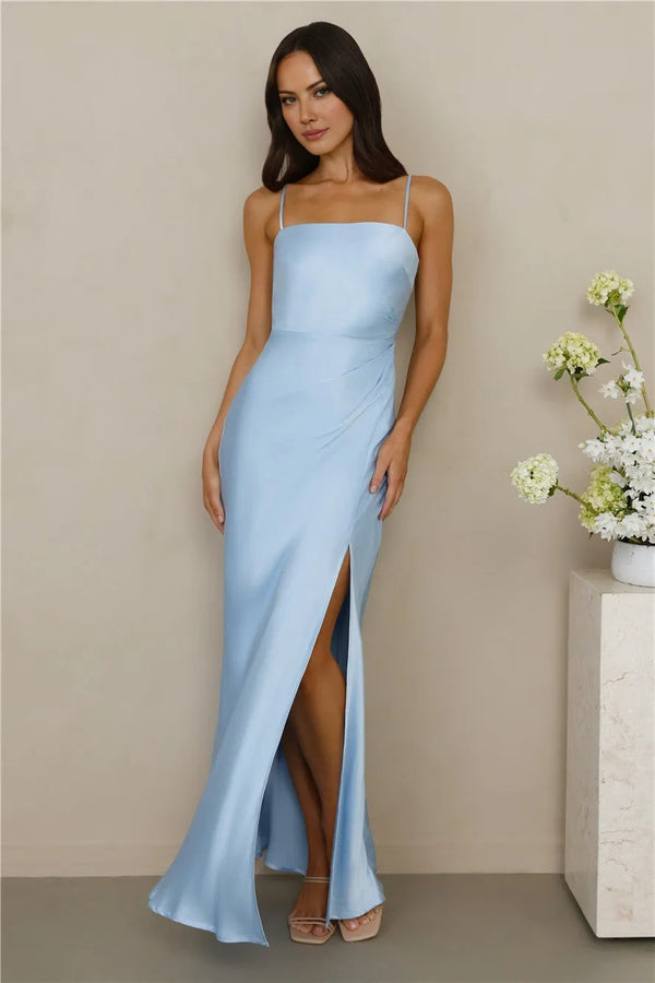 The Violetta Satin Maxi Dress Blue