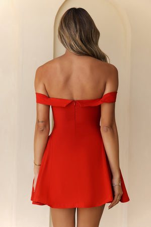 Waverly Off Shoulder Mini Dress Red