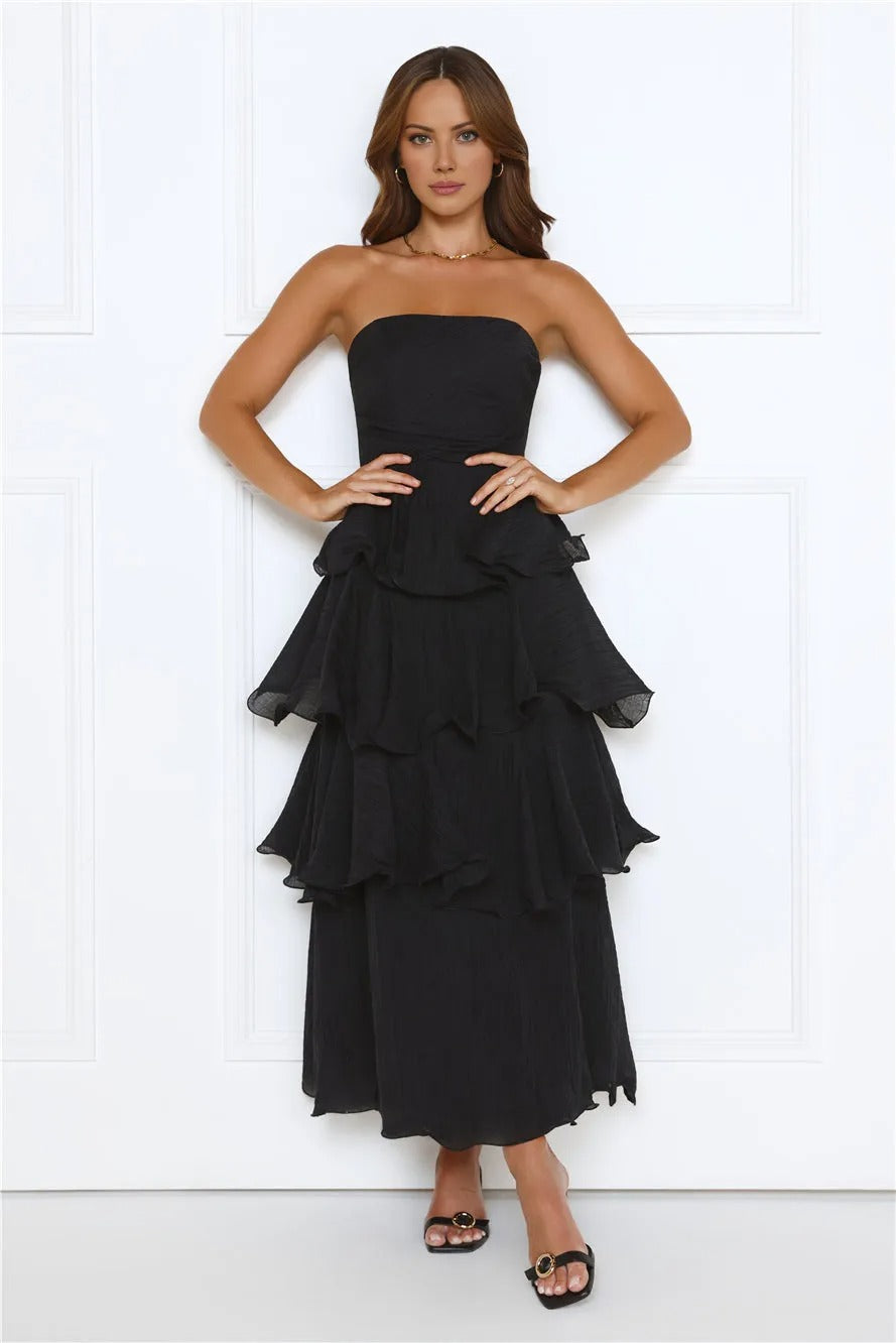 Wedding Adventure Strapless Maxi Dress Black