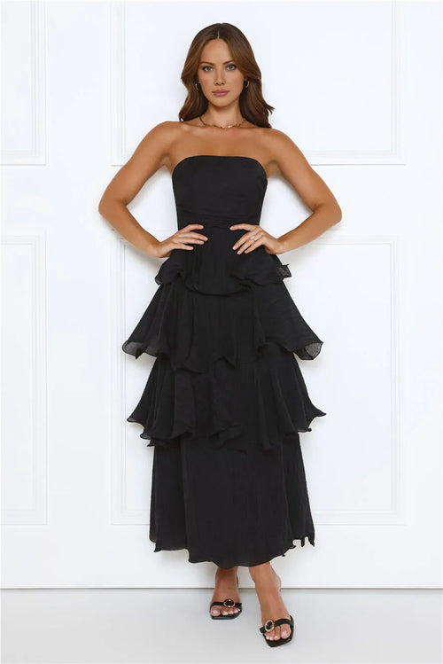 Wedding Adventure Strapless Maxi Dress Black