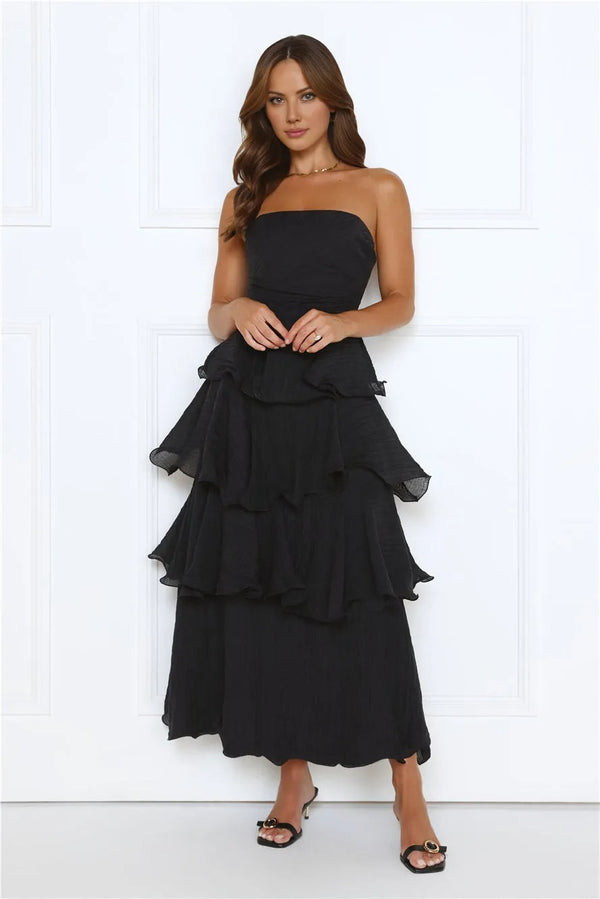 Wedding Adventure Strapless Maxi Dress Black