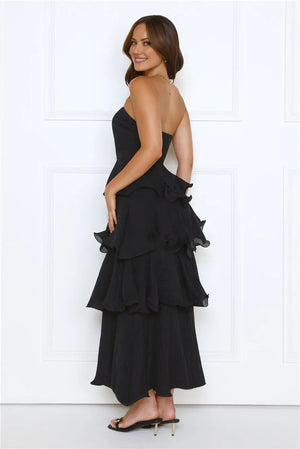 Wedding Adventure Strapless Maxi Dress Black