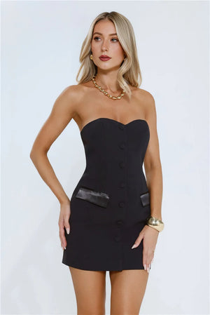 Whispered Luxury Strapless Mini Dress Black