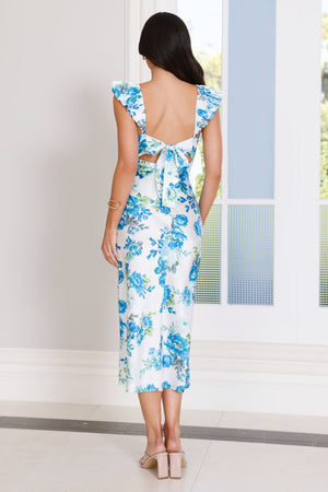 Wild Bloom Club Midi Dress White