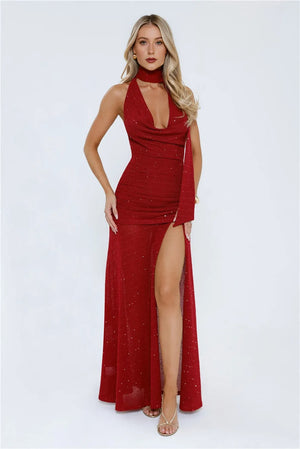 Wildflower Way Knit Sequin Maxi Dress Wine