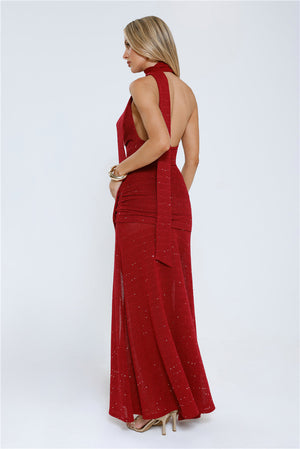 Wildflower Way Knit Sequin Maxi Dress Wine