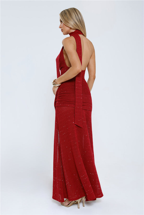 Wildflower Way Knit Sequin Maxi Dress Wine