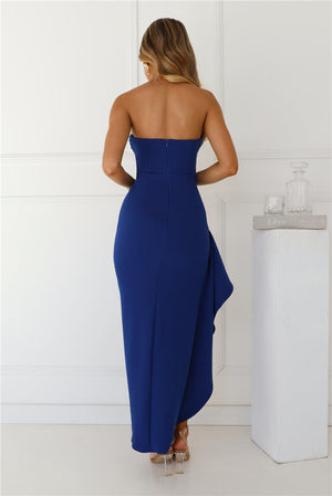 Yes Always Strapless Maxi Dress Blue